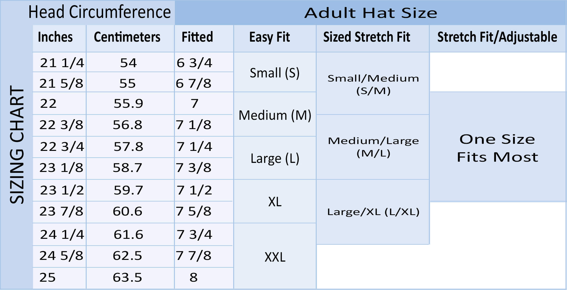 Hat Size Chart Women's